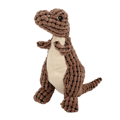 Peluche pour chien en forme de dinosaure marron