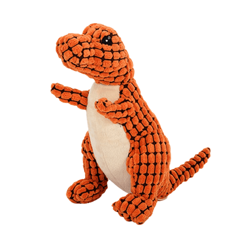 Peluche pour chien en forme de dinosaure orange