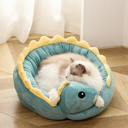 Grand lit pour chat en forme de dinosaure