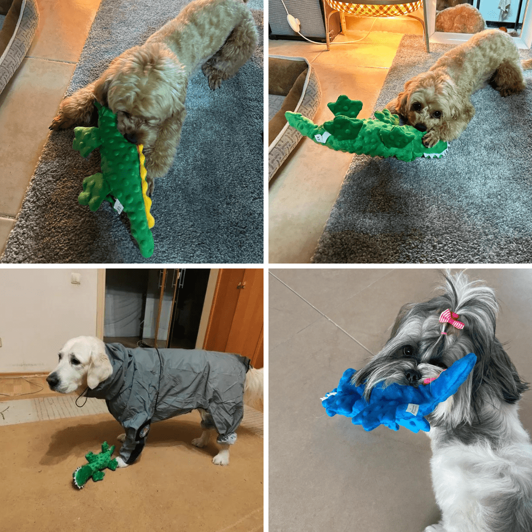Stimulation mentale grâce à notre jouet à mâcher pour chien - Crocodile rose