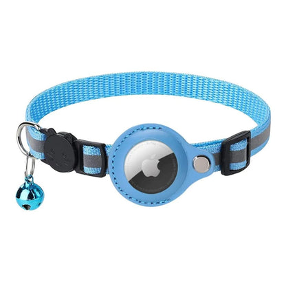 Collier bleu support AirTag pour chat