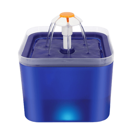 Fontaine à eau carrée bleue avec LED pour chat