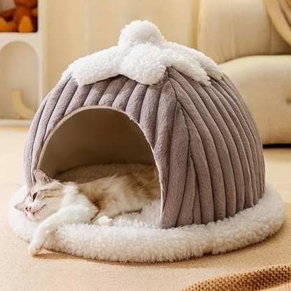 Couchage hivernal et doux pour chat