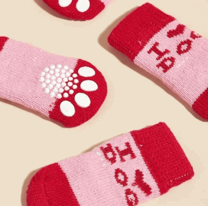 Chaussettes pour chien - I love dog rouge et rose
