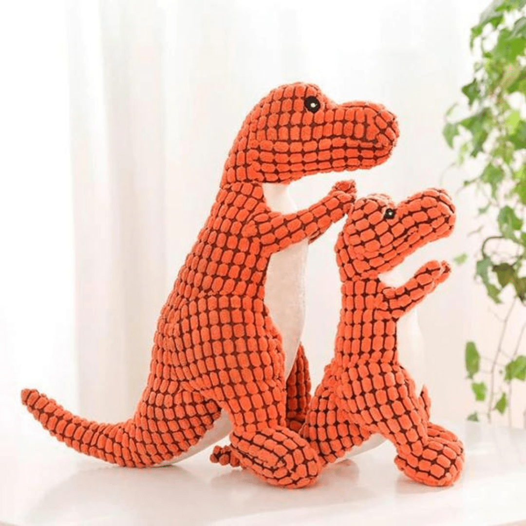 2 formats de peluche pour chien en forme de dinosaure orange