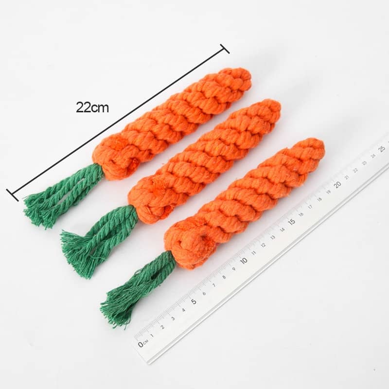 Dimensions Jouet corde en forme de carotte pour chien