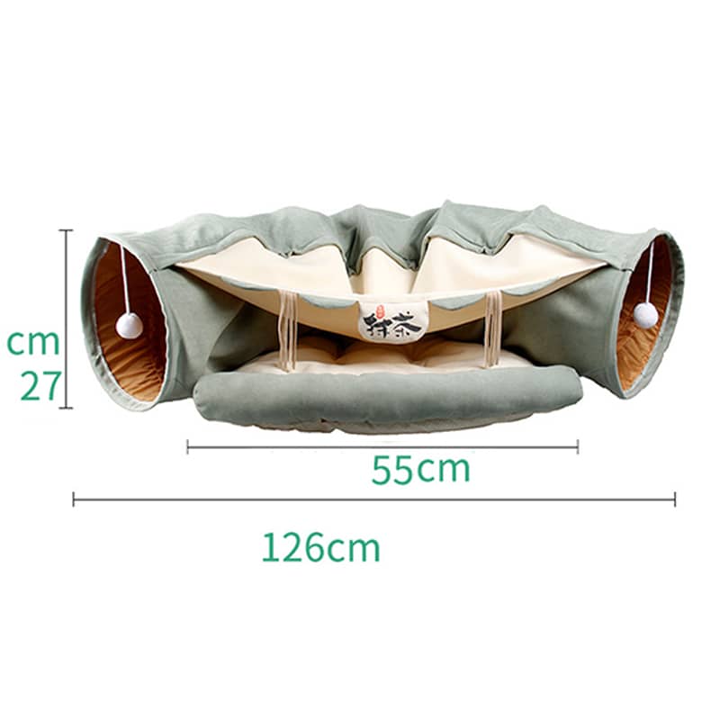 Dimensions du lit pliable avec tunnel pour chat