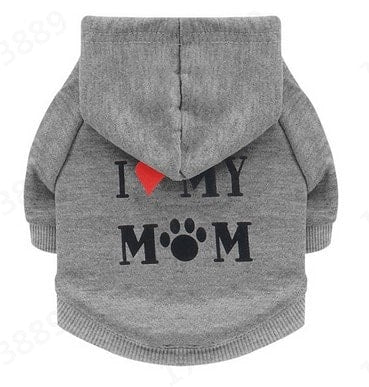 Pull gris "I Love My Mom" pour animaux de compagnie