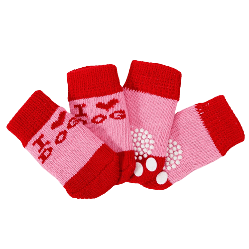 Chaussettes pour chien - I love dog rouge et rose