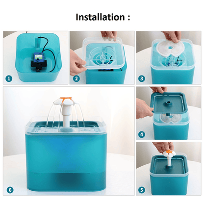 Installation de la fontaine à eau carrée avec LED pour chat