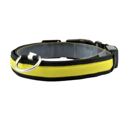 Collier lumineux LED jaune en nylon pour chien et chat