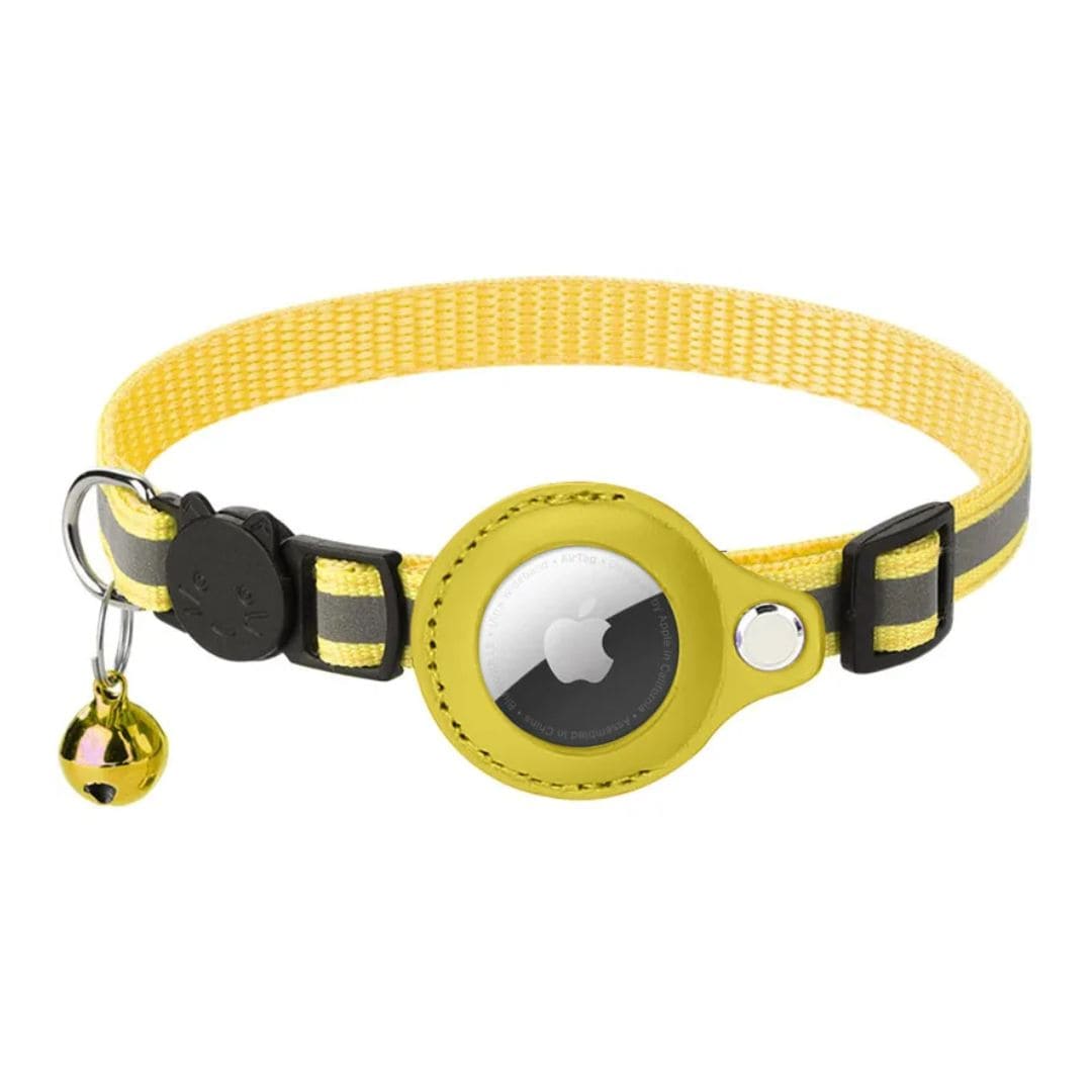 Collier jaune support AirTag pour chat
