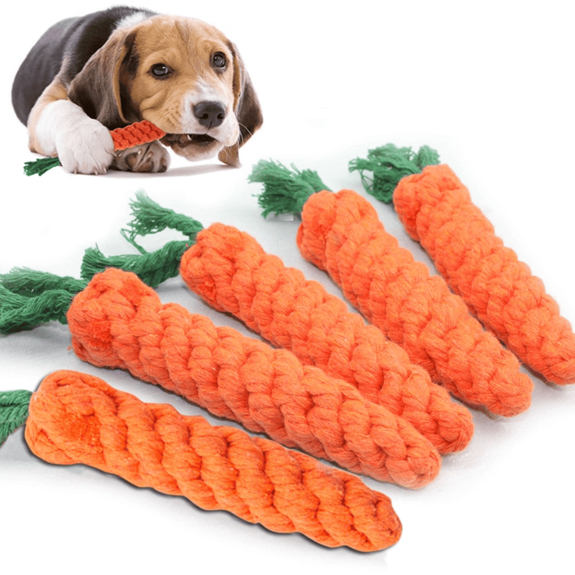 Jouet corde en forme de carotte pour chien