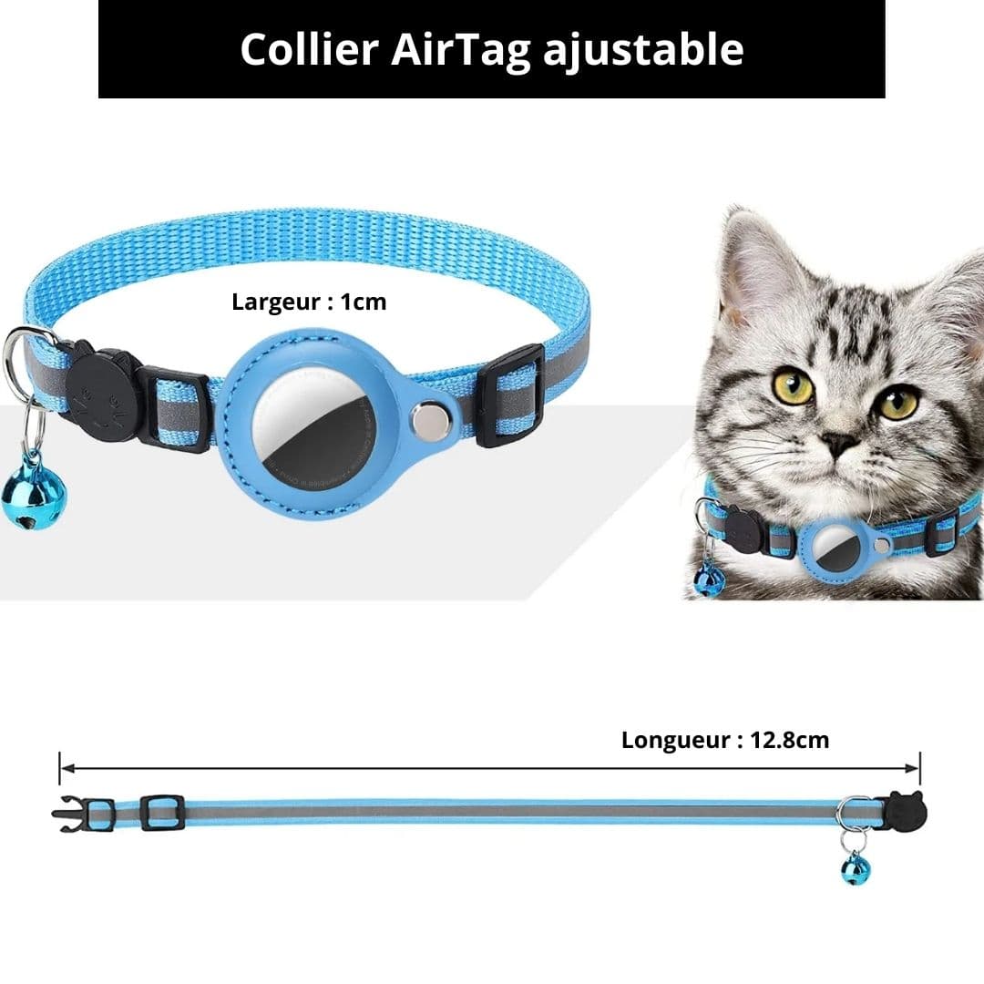Taille de notre collier support AirTag pour chat