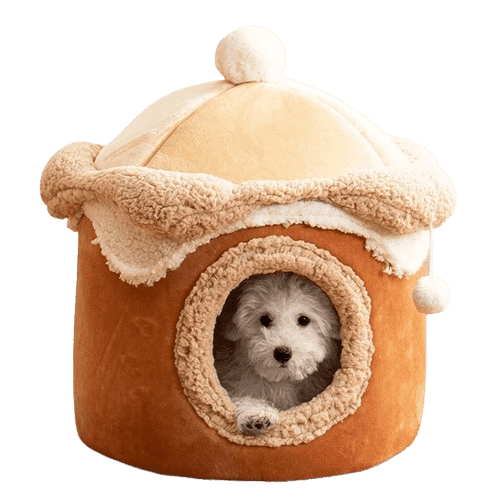 Maison molletonnée marron confortable pour chien et chat