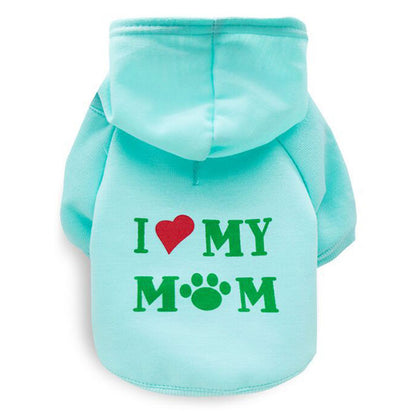 Pull vert "I Love My Mom" pour animaux de compagnie