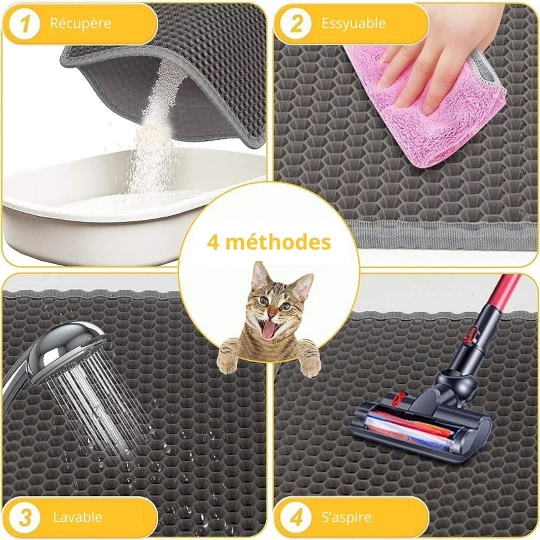 Méthode de nettoyage de notre tapis de litière en polymère pour chat