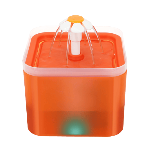 Fontaine à eau carrée orange avec LED pour chat