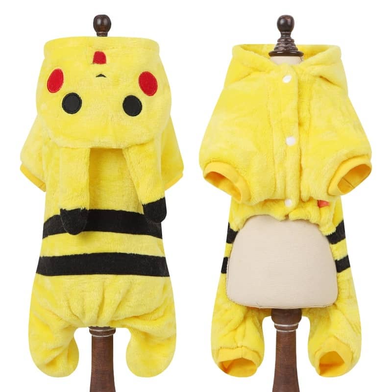 Face et dos du pyjama pikachu pour animaux