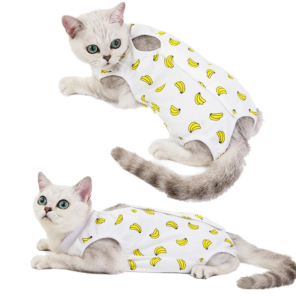 Vêtement anti-léchage pour chat - bananes