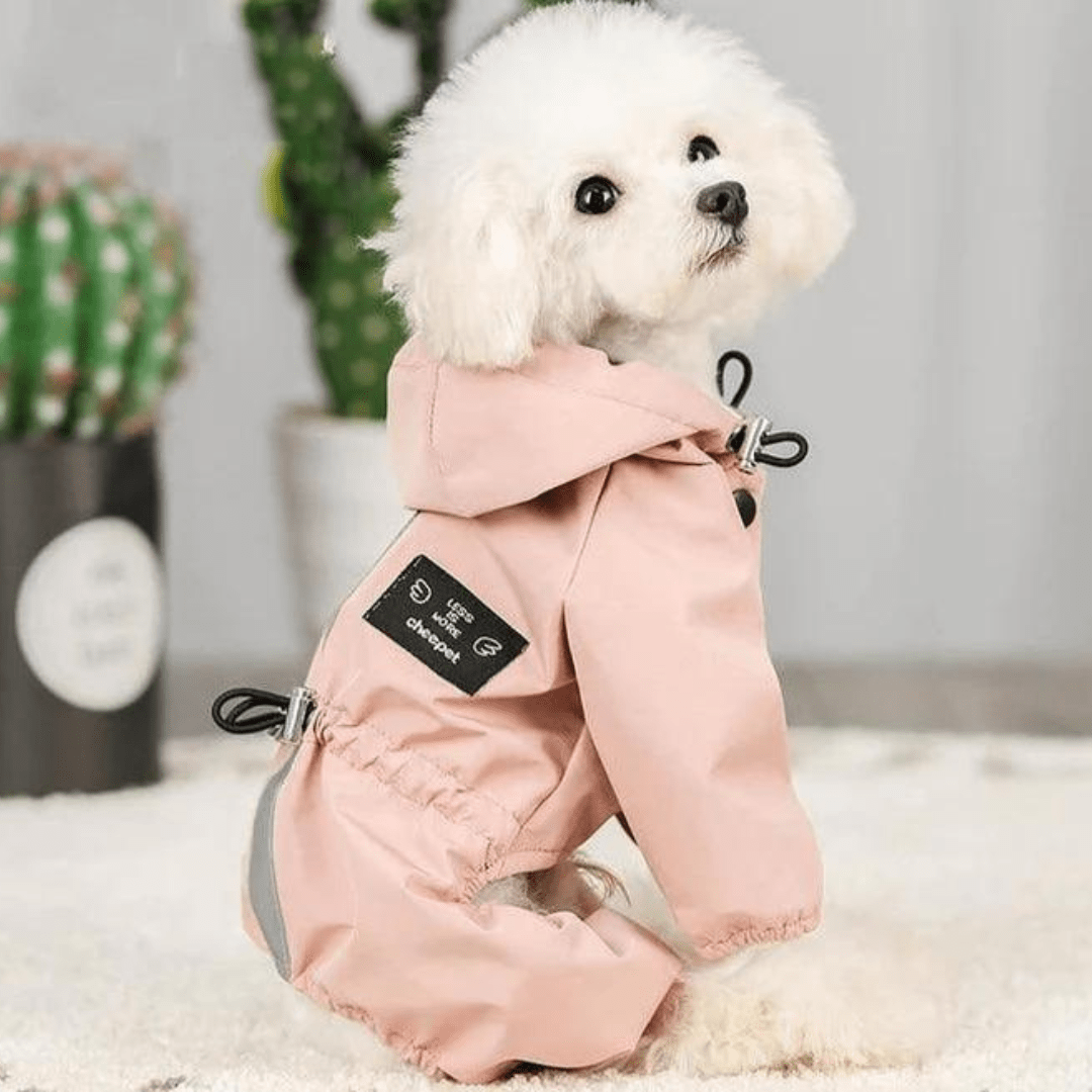 Veste imperméable rose pour chien