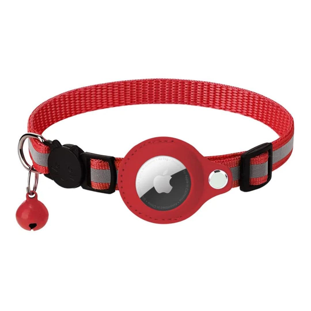 Collier rouge support AirTag pour chat