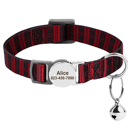 Collier rouge et noir personnalisable pour chat - Edition motifs