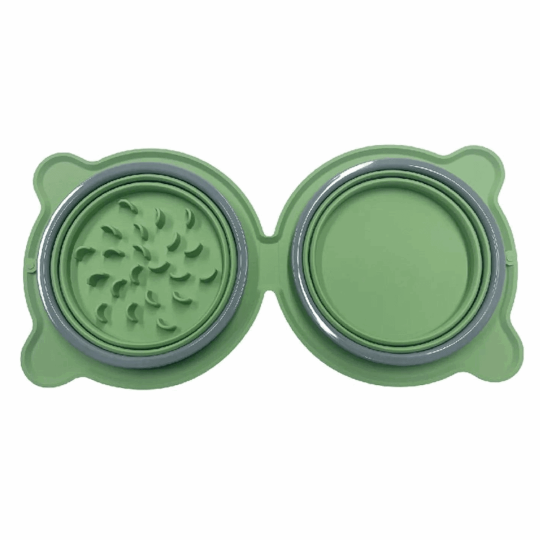 Gamelle pliable en silicone verte pour animaux