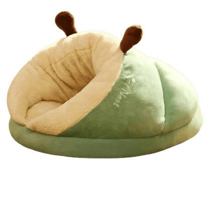 Couchage vert en forme de pantoufle pour chien et chat