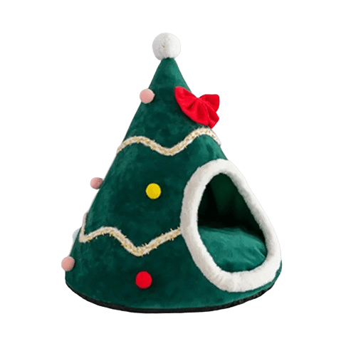 CosyChristmas™ : Couchage lit sapin vert de Noël pour chat
