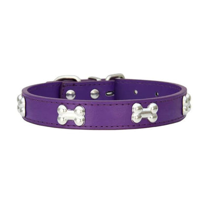 Collier violet à motifs os pour chien et chat