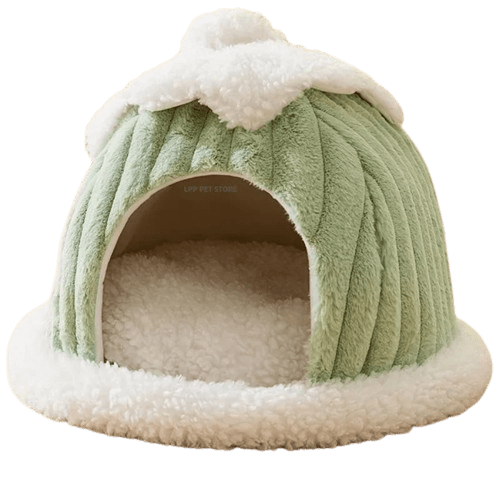 Couchage vert hivernal et doux pour chat