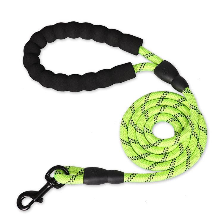 Laisse corde verte en nylon pour chien