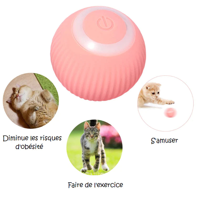 Balle interactive rose pour chat