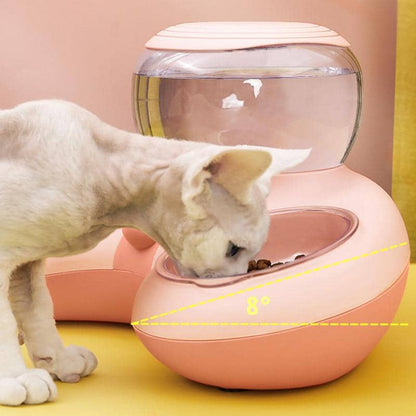 Double bol pour chat avec fontaine à eau rose